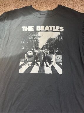 The Beatles Black Tee with Abbey Road Photo Print